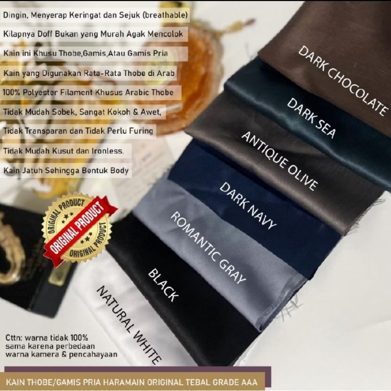 Kain saudi import al madinah polos bahan gamis thobe kurta koko pakistan maroco arab kain haramain