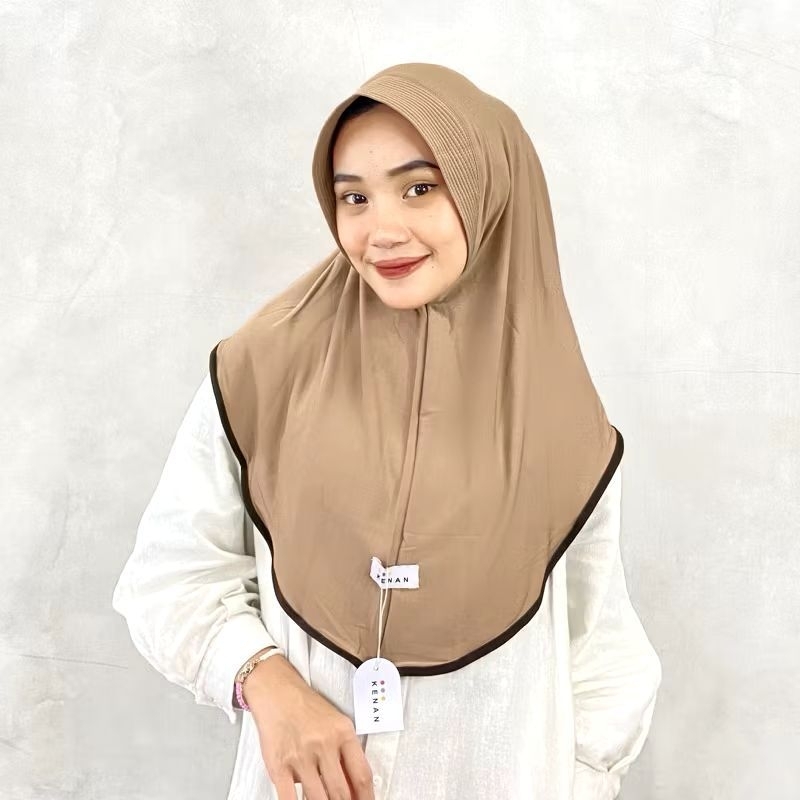Hijab Instan Kenan Bergo Les Hitam Jersey Ukuran M