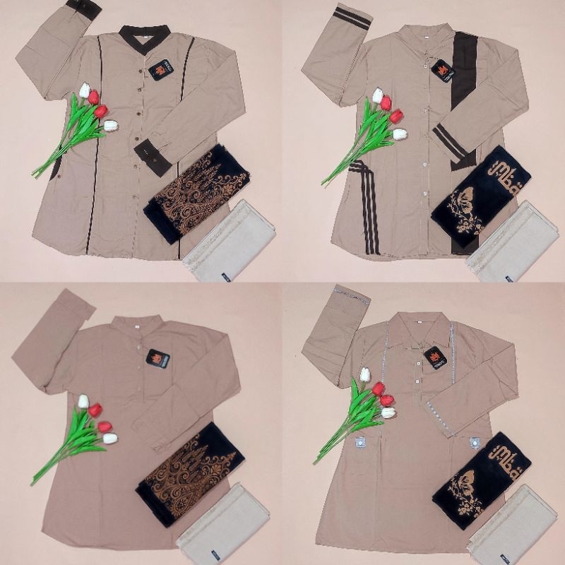 Setelan Santri Putri Warna Coksu Banyak Pilihan Motif | Setelan Santriwati | Set Santriwati | Set Sa