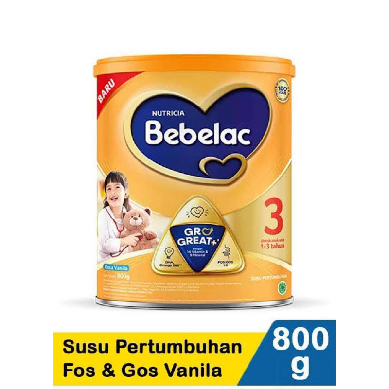 susu bebelac 3 untuk bayi usia 1- Visit > 3tahun rasa (vanila, madu) 800gr