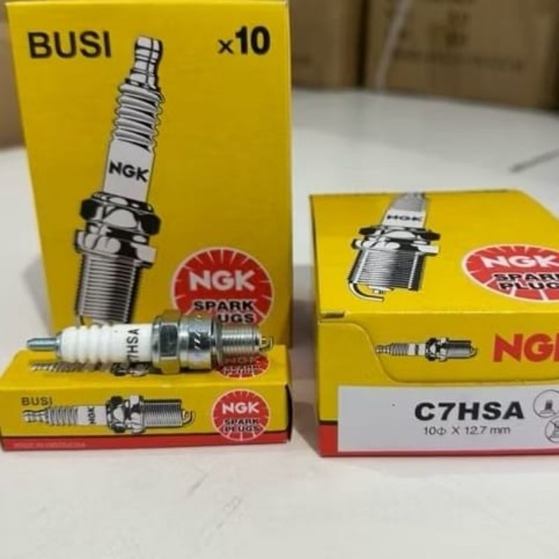 Busi NGK C7HSA 1 KOTAK ISI 10 PCS untuk motor mio, mio soul, soul GT, Grand, SupraX, Jupiter, Vega