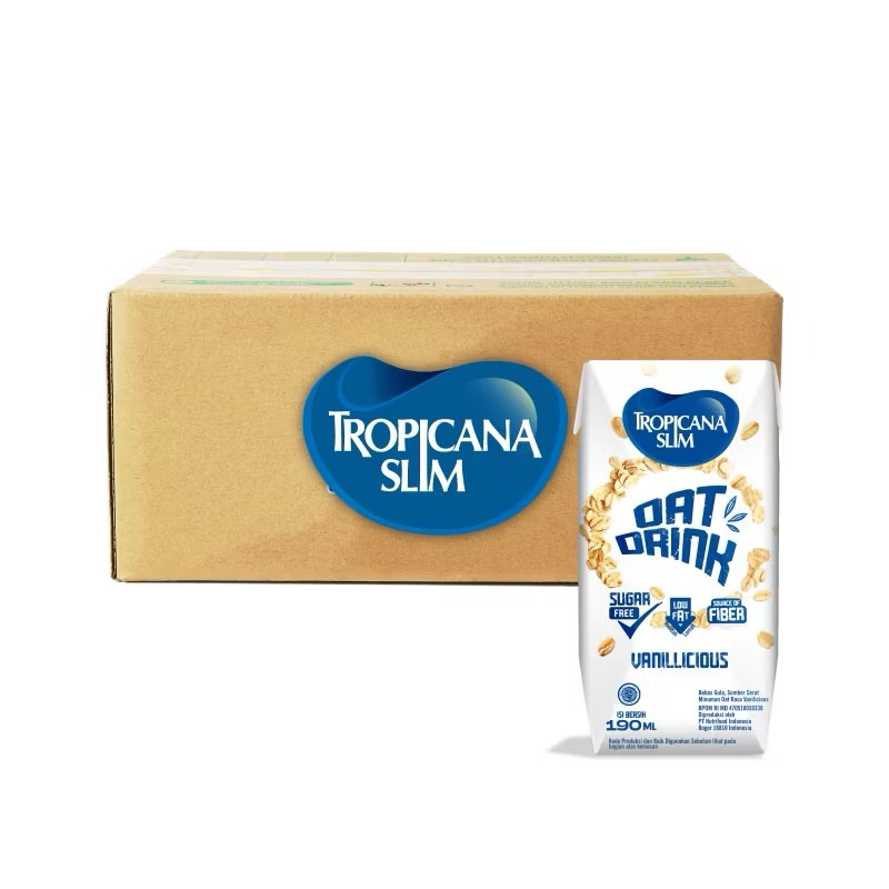 

1 Karton - Tropicana Slim Oat Drink 190 ml (RTD) 24 pcs - Minuman Oat Bebas Gula