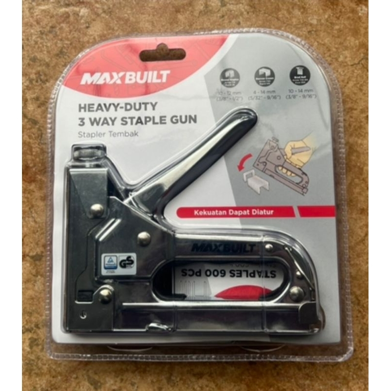 

Stapler Tembak MAXBUILT 3 In 1 Heavy Duty Staple Gun 3 Way 4-14mm Original