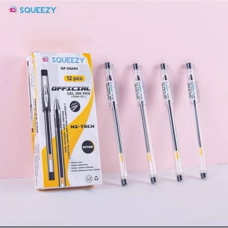 

[BOX ISI 12] PULPEN SQUEEZY SQ-885 HI-TECH 0.28 MM / PULPEN CAIR / BALLPOINT / BOLPEN / PENA