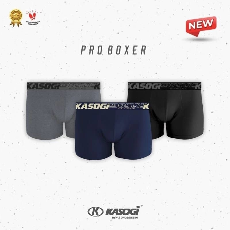 CD12 Celana Dalam Pria Kasogi Boxer (3pcs) M L XL XXL