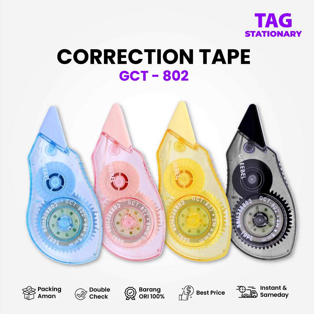 

GREEBEL Correction Tape Tip Ex Kertas GCT-802 / Correction Tape Timur Agung Grosir