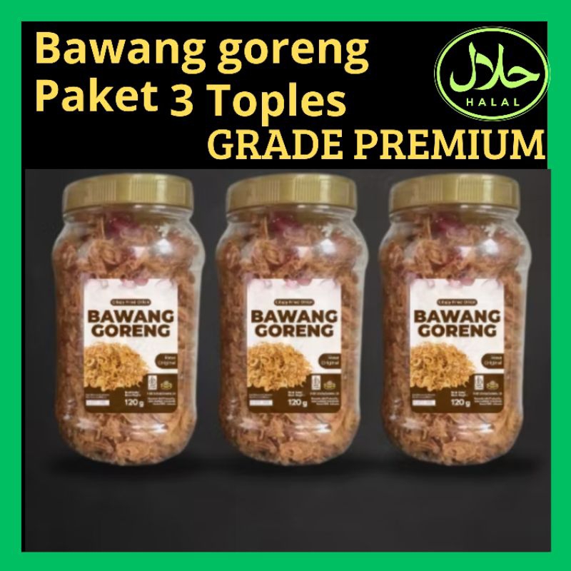 

Paket 3 Toples bawang goreng GRADE PREMIUM berkualitas harga rakyat