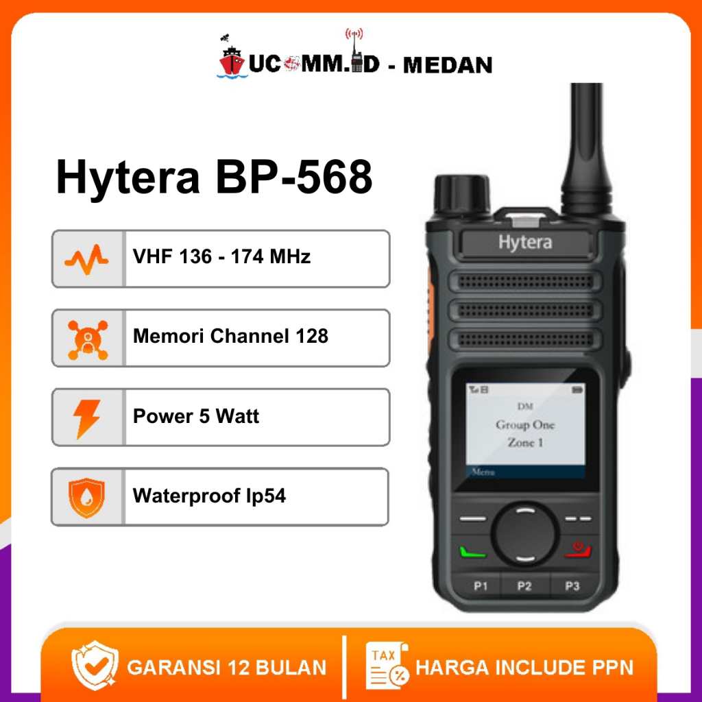 HYTERA Bp 568 Analog Digital Vhf 400-470 HT Hytera Bp568 Bp-568 Bp 568 Original Garansi Resmi
