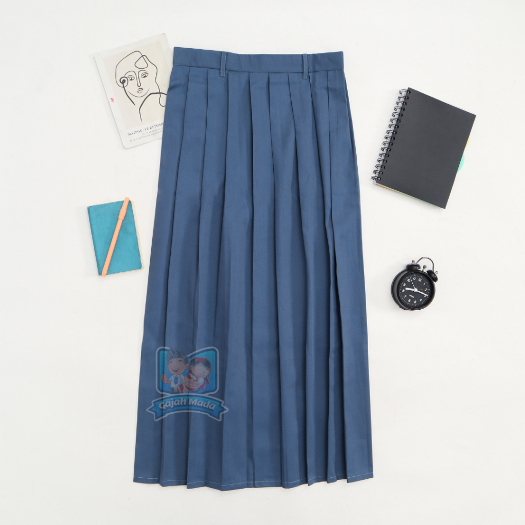 Gratis Ongkir Rok Panjang Rempel Sma Abu-Abu Bahan Nagata Drill Seragam Sekolah Premium - Gajah Mada