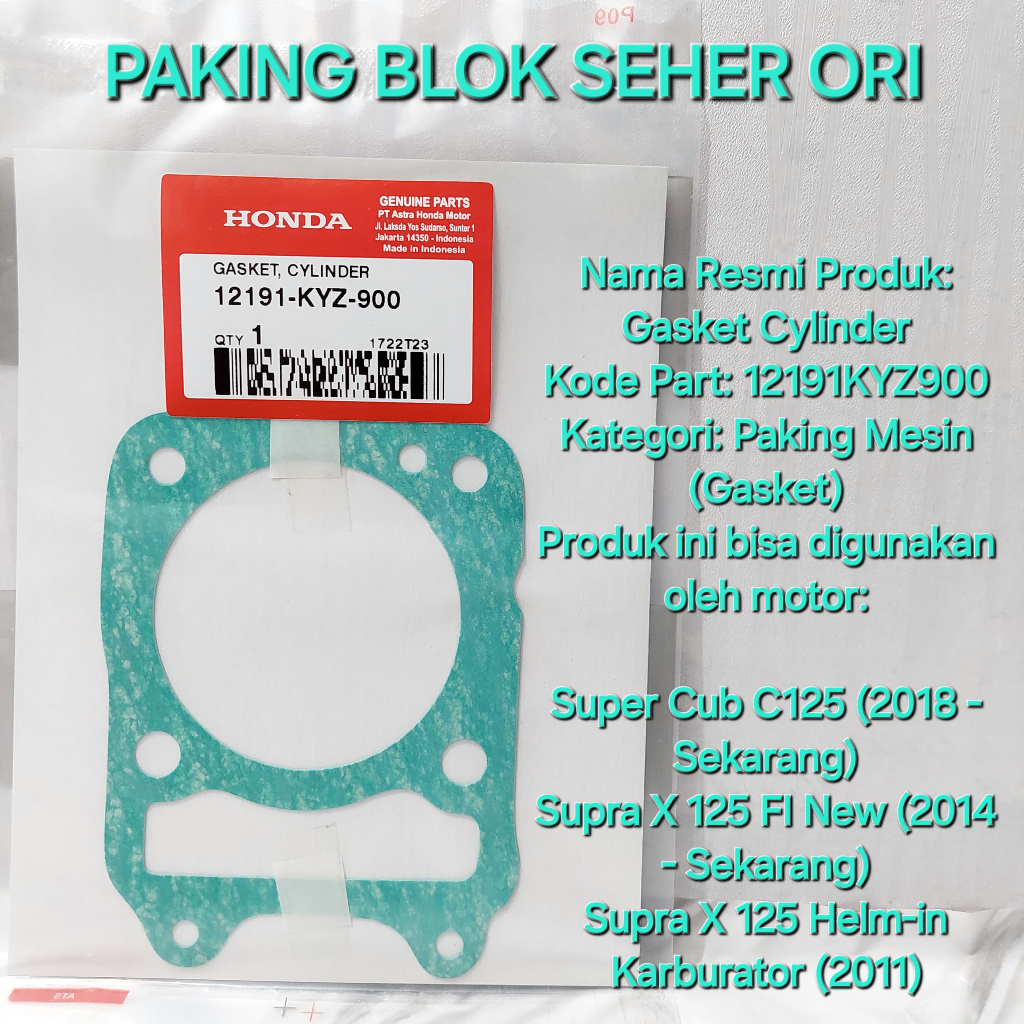 paking blok seher Gasket Cylinder Supra X 125 FI Supra X 125 Helm In