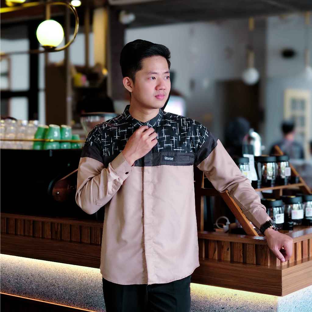 Best Sale Baju Koko El Rumi Lengan Panjang Pria Dewasa Kombinasi Batik Motif Senopati Terlaris