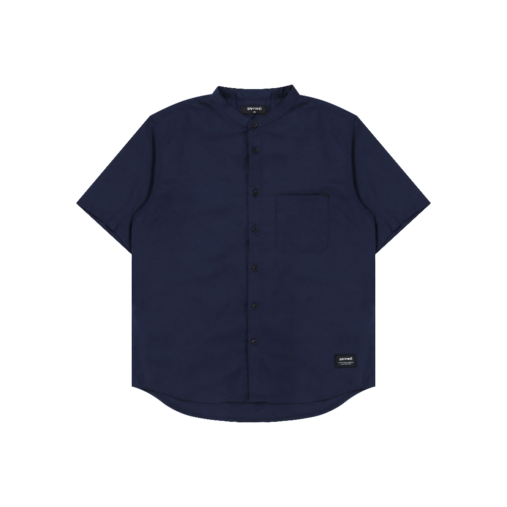 Kemeja Koko Pria Shanghai Polos Lengan Pendek Katun Navy / Baju Koko Pria Polos Katun Navy BAFFARO /