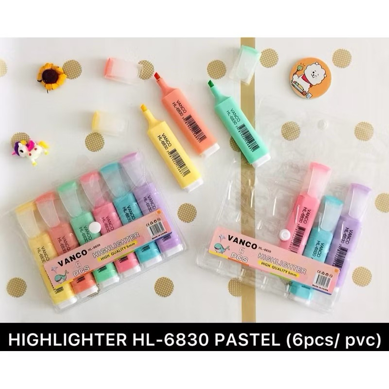 

(1 pak isi 6 pc) STABILO PASTEL VANCO HL-6830 | HIGHLIGHTER VANCO SCHOOL SUPPLIES PERALATAN ANAK SEKOLAH