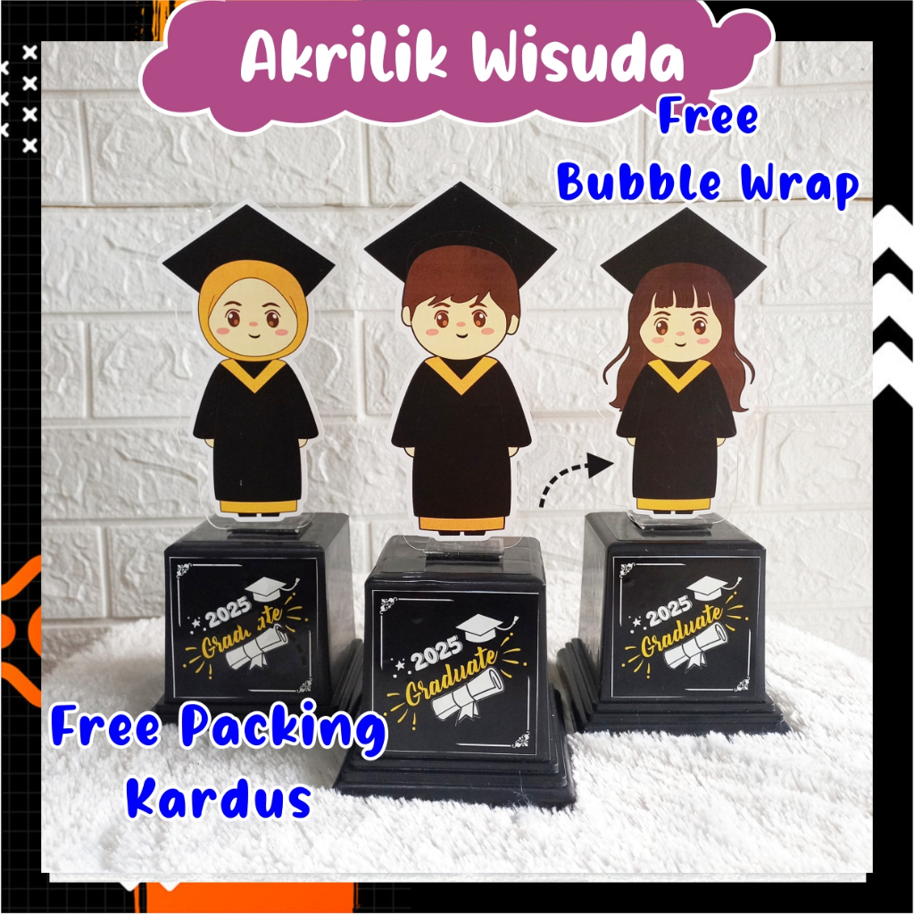Piala wisuda murah / Trophy wisuda akrilik tinggi -+ 25cm /patung boneka piala / piala wisuda akrili