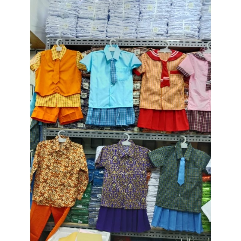 seragam sekolah paud dan TK/ seragam kotak popay merah pau tk