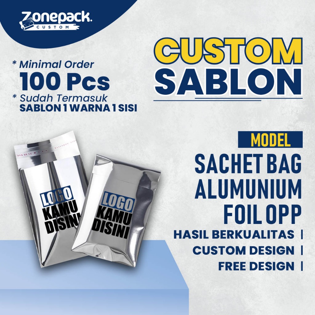 Sablon Plastik Sachet Alumunium Foil Lem Perekat | Sablon 1 Warna 1 Sisi Plastik Sachet Alumunium Fo