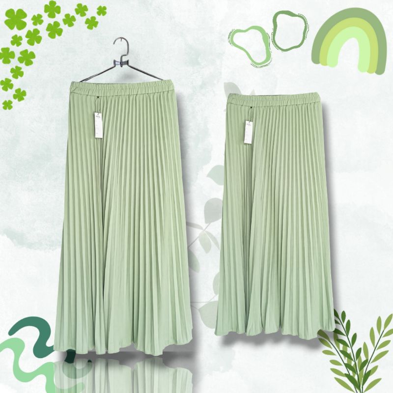 Rok Plisket Premium Hijau Sage