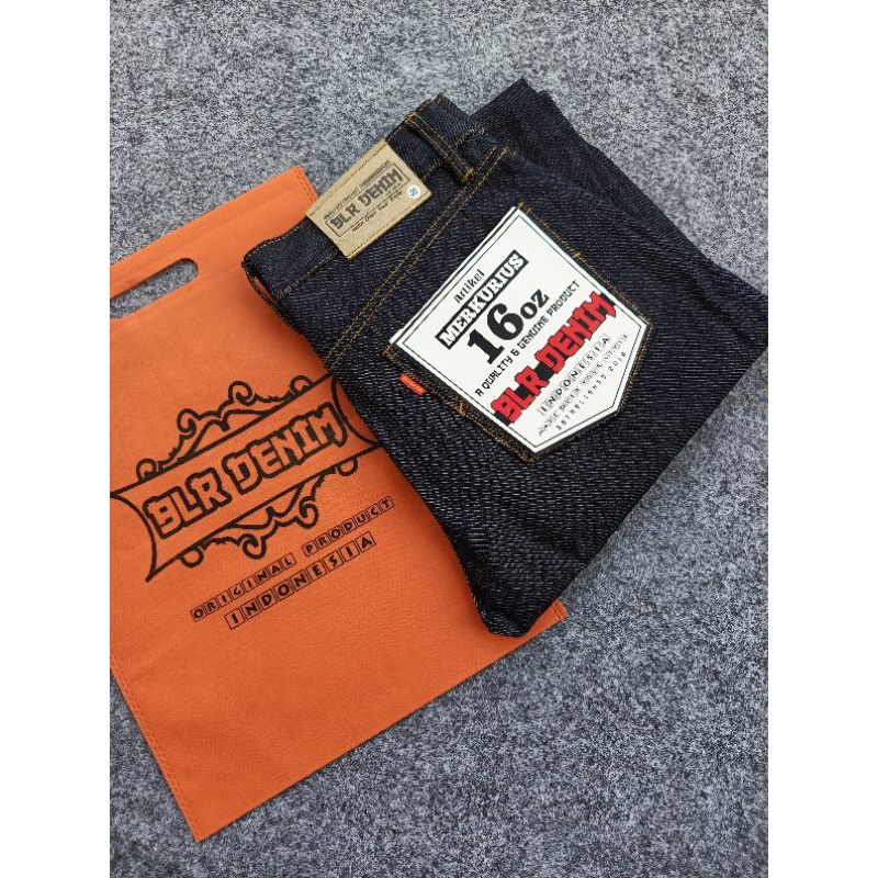 Celana denim selvedge 16oz black indigo - celana selvedge denim redline sanforized - celana selvedge