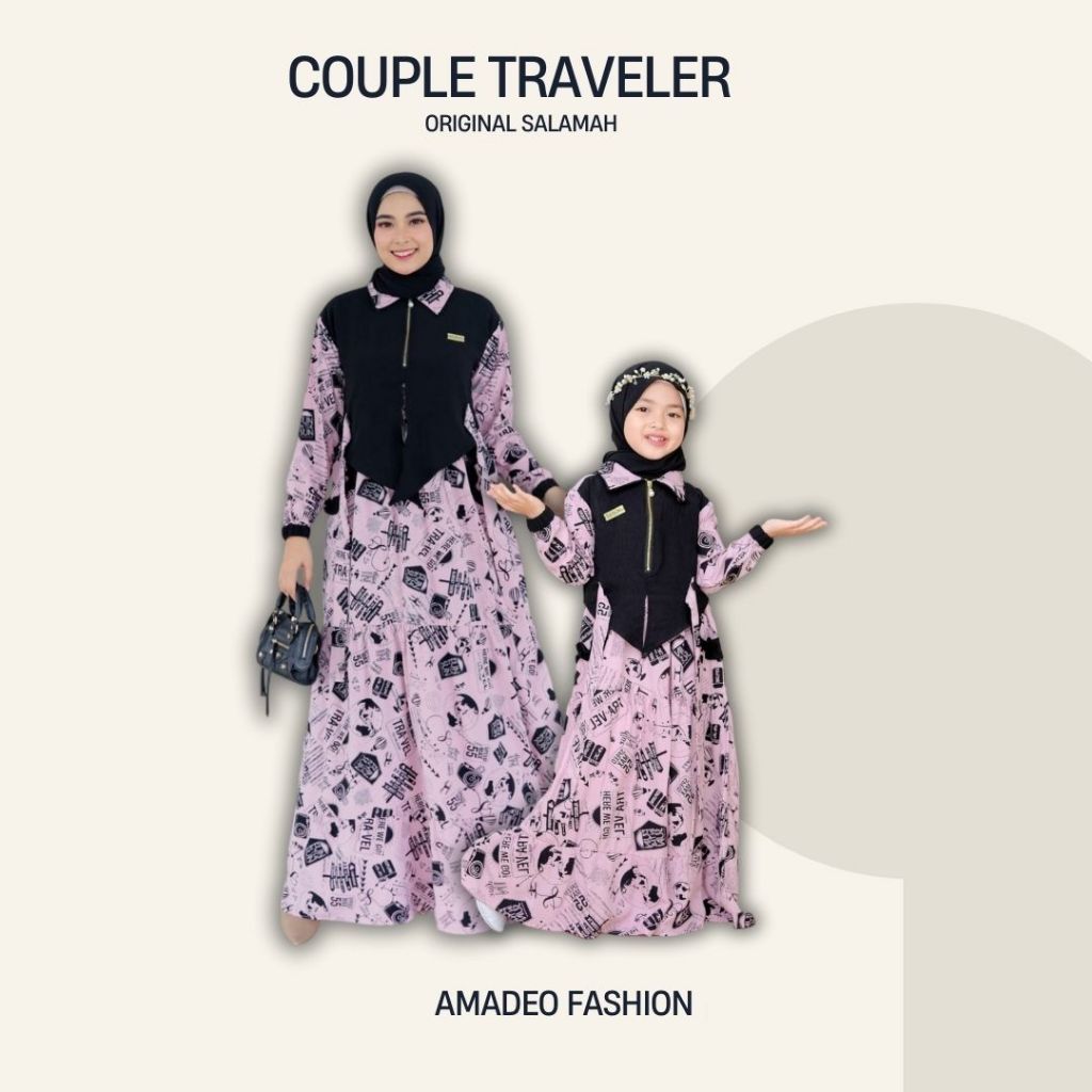 Couple Baju Ibu & Anak Perempuan | Gamis Couple TRAVELER Dusty Series | Untuk anak Usia 2-15 Tahun
