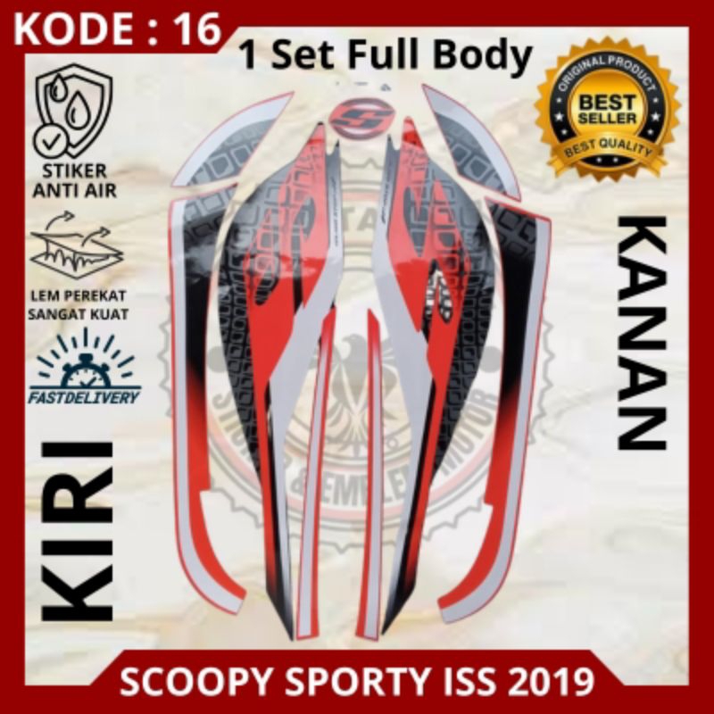 Stiker/striping motor Honda Scoopy ISS 2019/stiker Scoopy ISS 2019/stiker Scoopy 2019 warna merah.