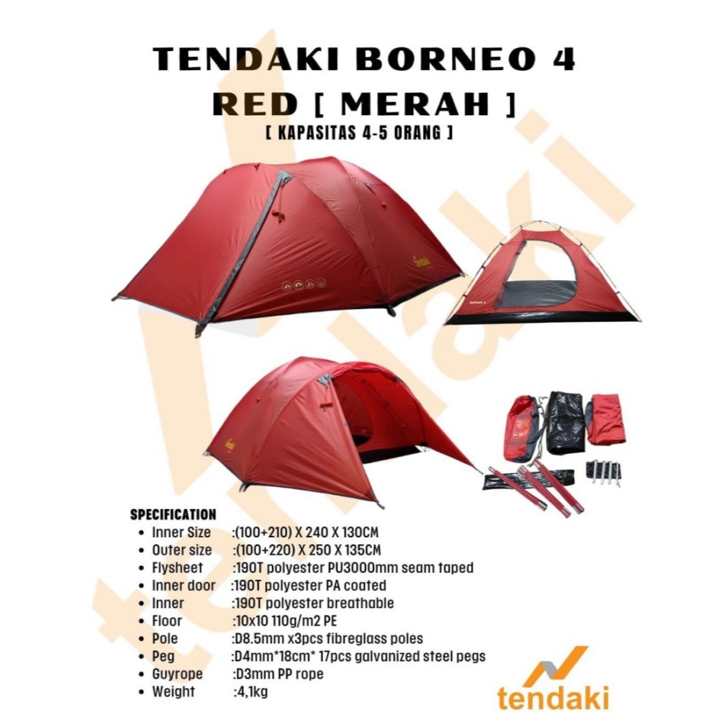 TENDA CAMPING DOUBLE LAYER 4 ORANG TERLARIS BORNEO/TENDAKI BORNEO 4 ORANG/TENDA TERMURAH/TENDA 4 ORA