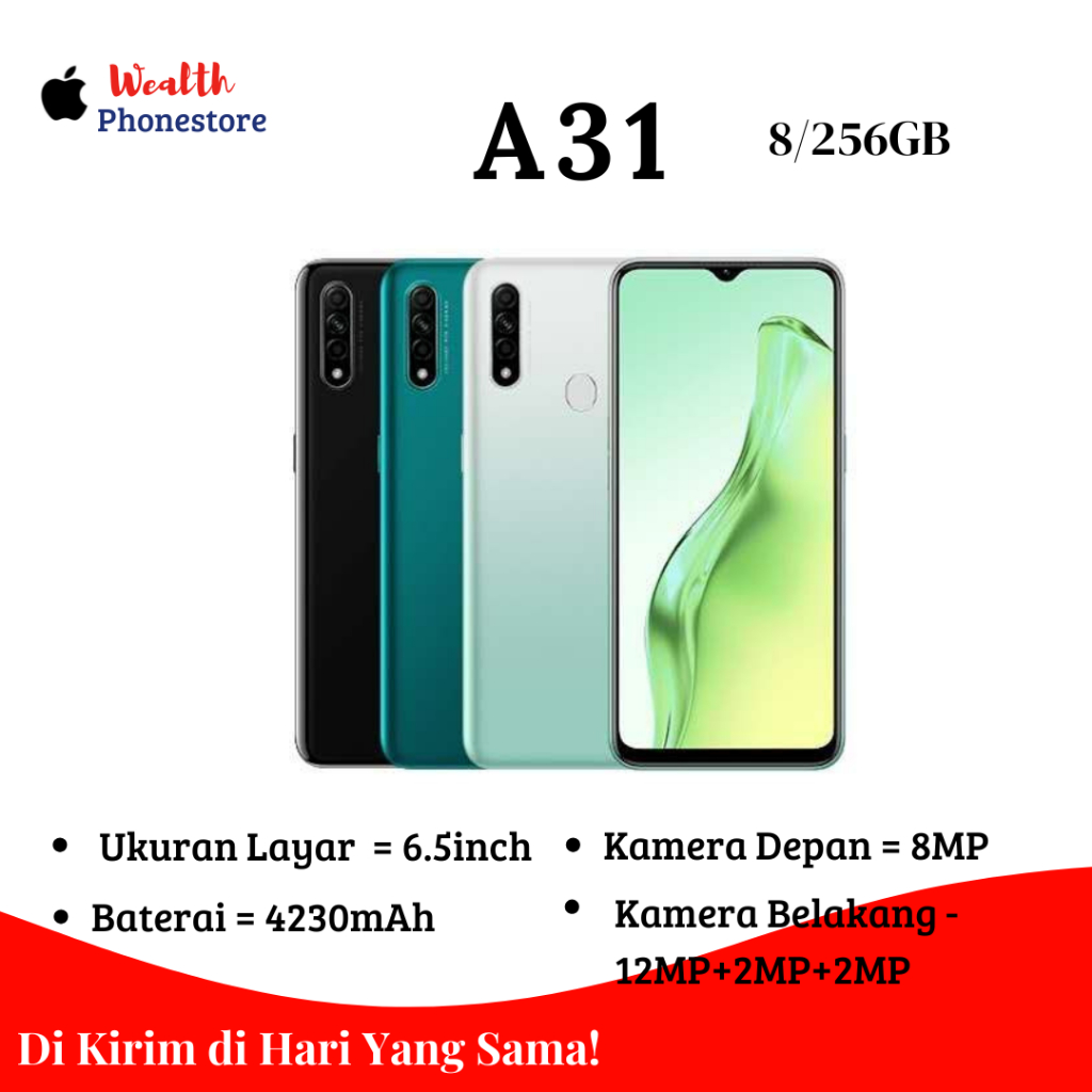 OPPO A31 RAM 8/256 GB Dual Camera FULLSET Garansi 12 bulan