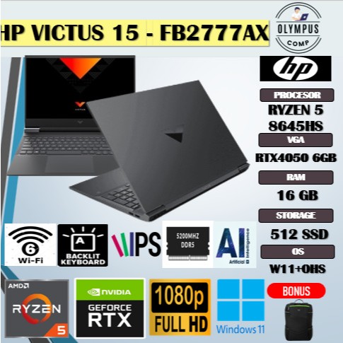 HP VICTUS 15 RYZEN 5 8645HS RTX4050 6GB/ 16GB 512GB 15.6FHD