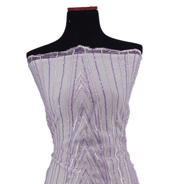 Tulle Embroidery Hanamory Soft Lilac Payet Kristal