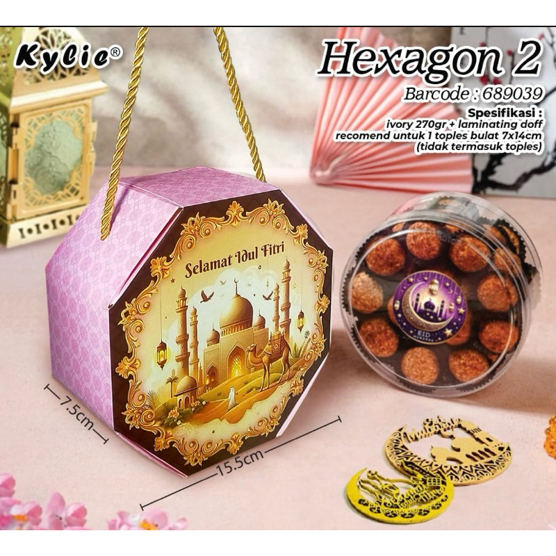 

HEXAGON 2 - Box Kotak Hampers Lebaran Idul Fitri Toples Bulat 500gr isi 1