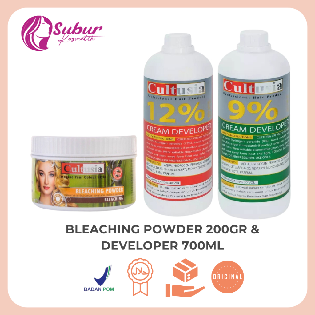 Cultusia Paket Bleaching Powder Pot 200Gr & Cultusia Developer 700ml (BESAR)
