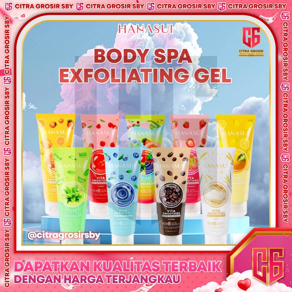 [BPOM] HANASUI Body Spa Exfoliating Gel with Collagen 180ml gel perontok daki bolot