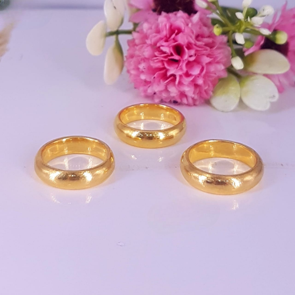 Cincin Nikah Tunangan Couple Cincin Belah Rotan Lapis Emas 24krt Emas Muda Cincin Cewek Replika Perh