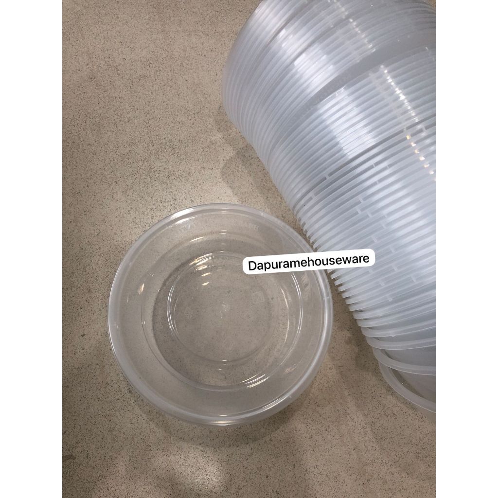 THIN WALL CONTAINER / WADAH - BULAT PLASTIK + TUTUP / DM 650ML ROU