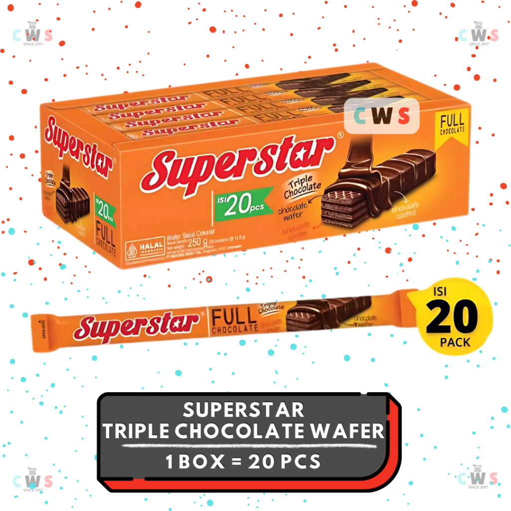 

SUPERSTAR Triple Chocolate Wafer Coklat - 1 Box / 20 Pcs