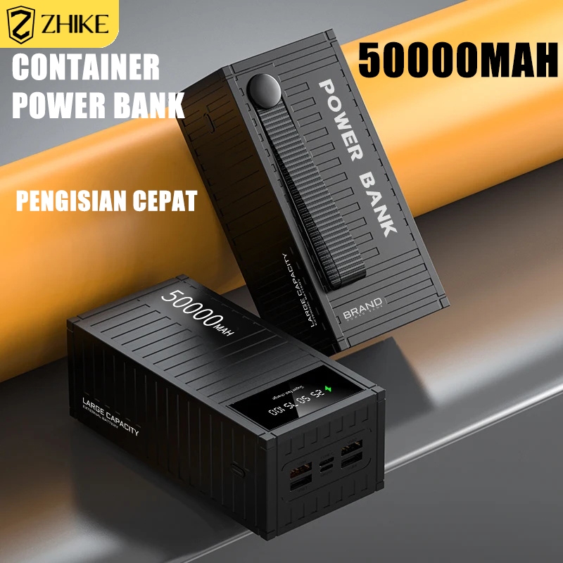 ZHIKE PowerBank 20000mAh Power Bank 50000mAh Charger Fast Charging Dengan Kabel Data 3 in 1 Adaptor 