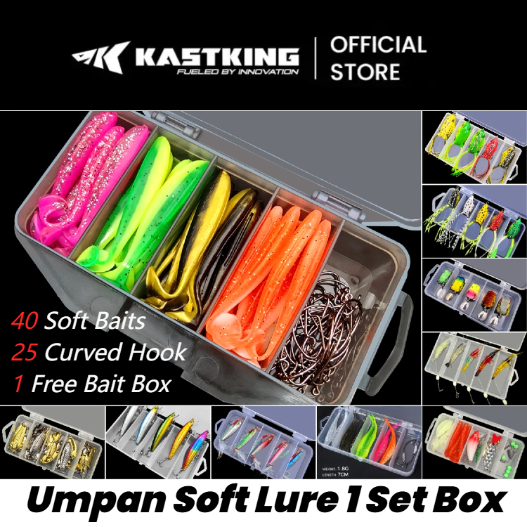 [OFFICIAL] KASTKING Umpan Soft Lure 1 Set Box, Umpan Pacning Paddle T Tail Kotak, Minow+Spoon+Soft F