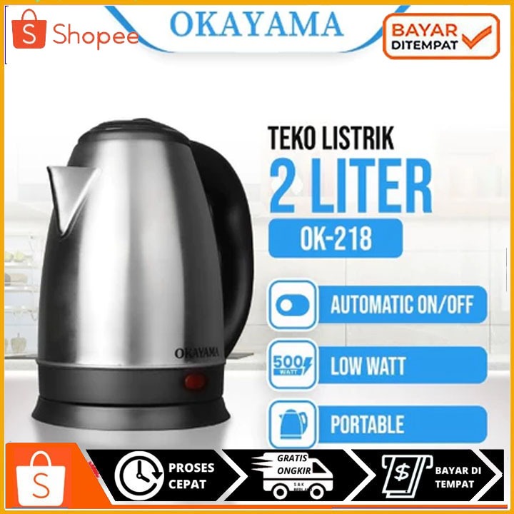 teko listrik 2liter - pemanas air 2 liter / teko listrik hotel promo new