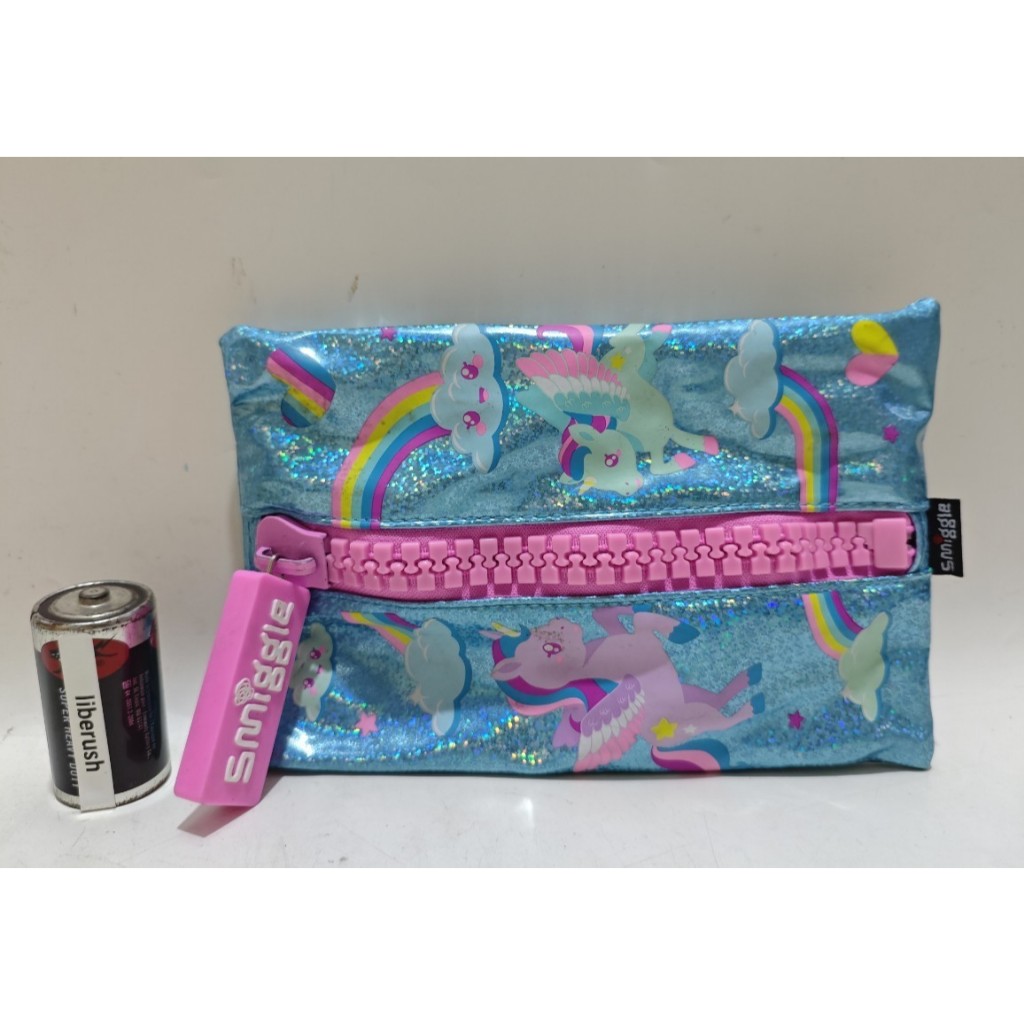 

Smiggle zipper pencil case unicorn blue kotak pensil anak