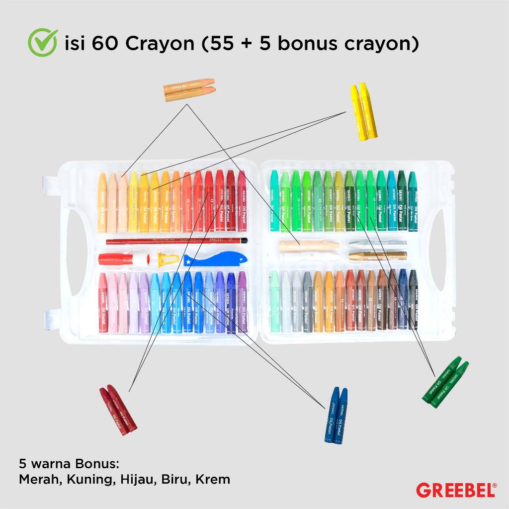 

RB GREEBEL Crayon Krayon 55 Warna / Crayon Kids Oil Pastel 55 Halal Edition / Crayon GREEBEL