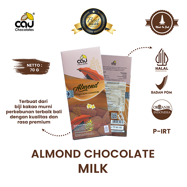 

Cau Chocolates - Dark Milk Chocolate Almond - 70 gr