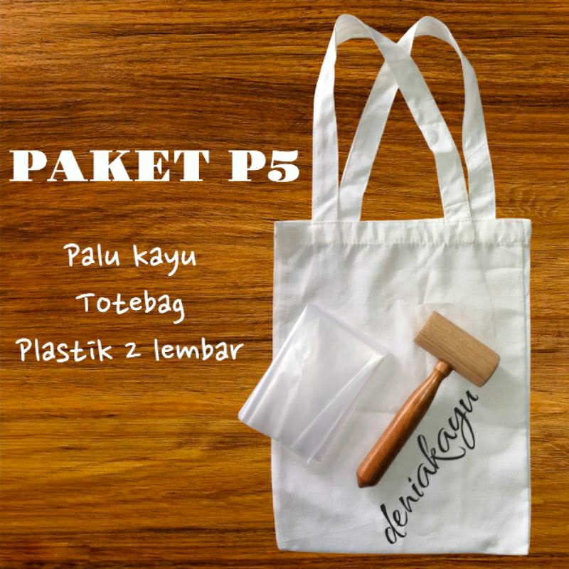 

paket p5 ecoprint,palu kayu, tas blacu, plastik 2 lembar, cocok untuk praktik TK, SD, SMP, SMA