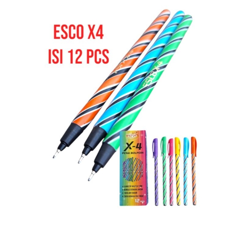 

Isi 12 Ballpoint PenX-4/Pulpen Esco Ulir/Pena Bolpoin/Pen Murah/Pulpen 0.7mm