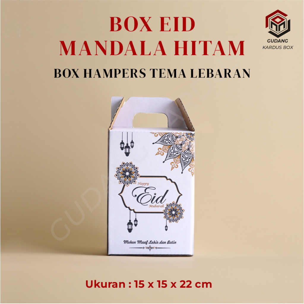 

BOX EID MANDALA JINJING HITAM Ukuran 15 x 15 x 22 cm/BOX PARCEL LEBARAN JINJING/BOX KUKER/HAMPERS LEBARAN