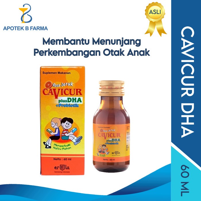 CAVICUR DHA - Vitamin Anak - Sirup Membantu Menunjang Perkembangan Otak Anak - 1 Botol 60 ml