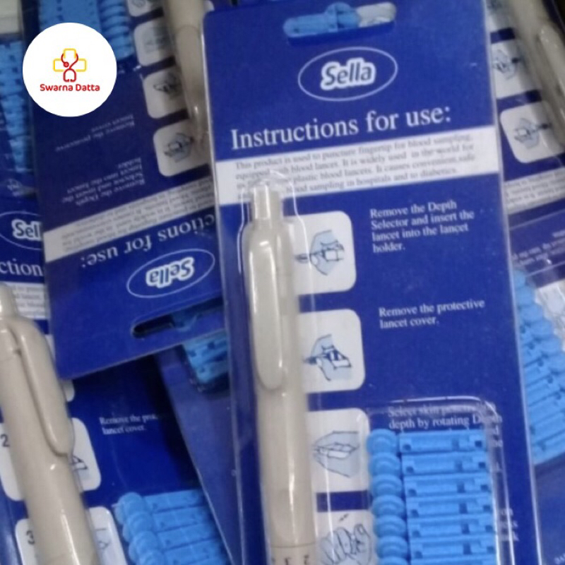 Lancing Device Sella Pen Lancet Plus 10 pcs Jarum Lancet/ pen Bekam