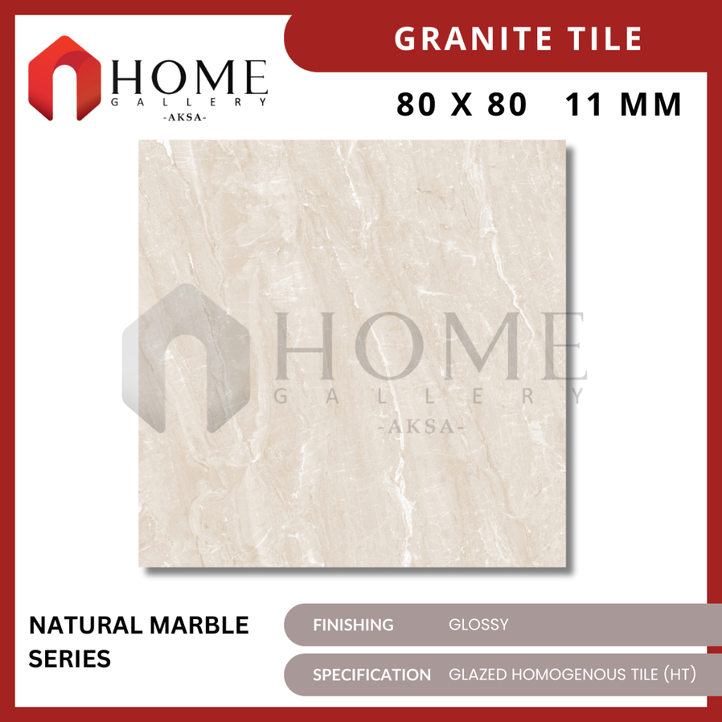 Granit Lantai 80x80 IKAD Marble Series Glossy Olympia Beige