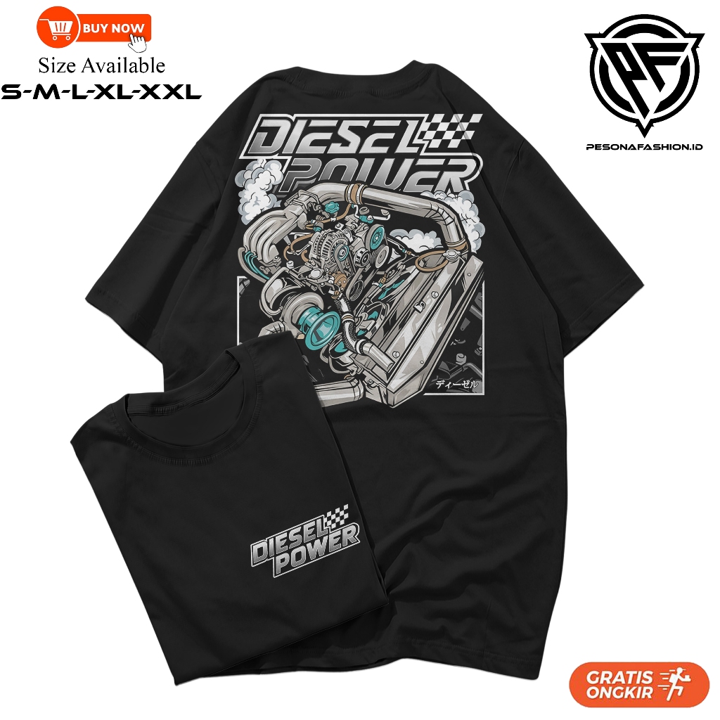 KAOS DIESEL TURBO TSHIRT OTOMOTIF CUMI DARAT DIESEL ENGINE POWER GANK