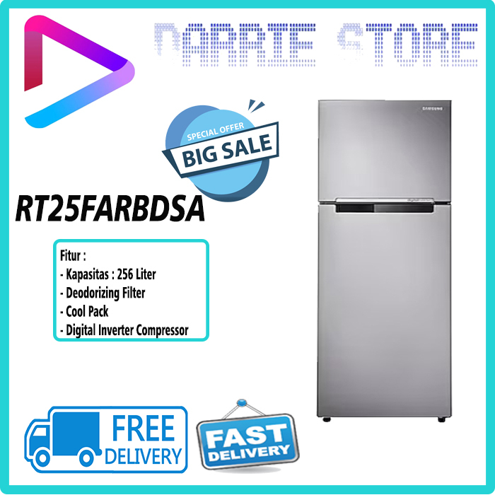 SAMSUNG RT25FARBDSA/SE Kulkas 2 Pintu Digital Inverter Compressor RT25FAR RT25FARBDSA
