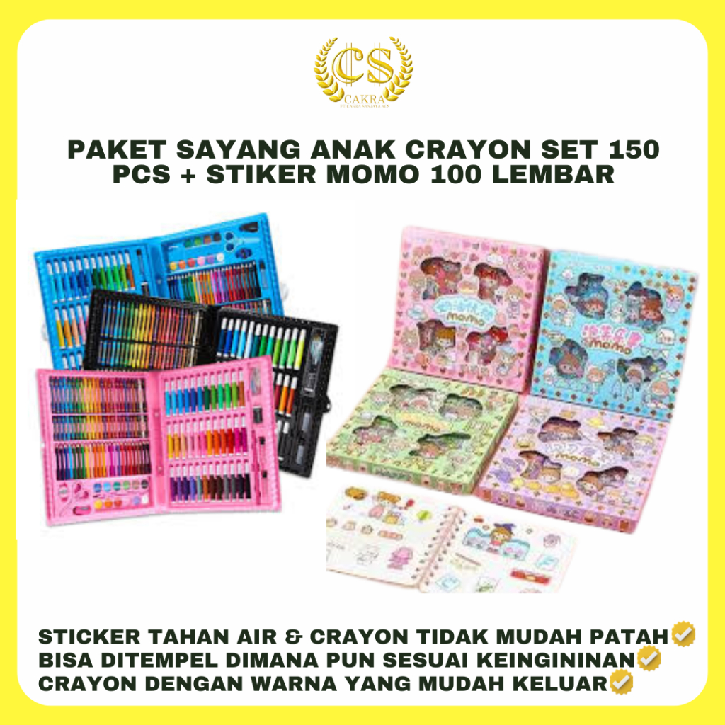 

CAKRA CRAYON SET WARNA 150 PCS KARYA IMAJINASI ANAK SEMAKIN HIDUP