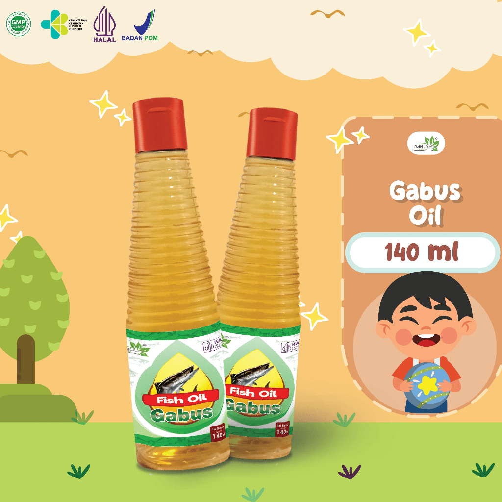 

Sanfood Indonesia Gabus Oil 140ml Minyak Ikan Gabus Aromatik BB Booster Non MSG MPASI w22